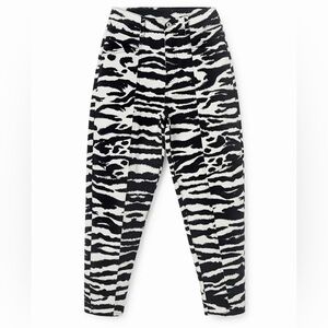 Desigual Black and White Animal Print High Waisted Pants Small